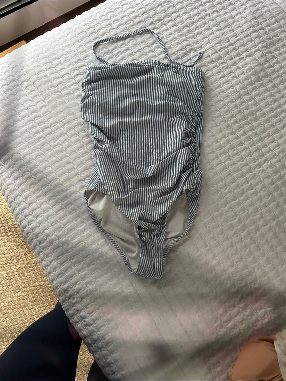J. Crew Striped Blue and White Women’s  One-Piece Swimsuit